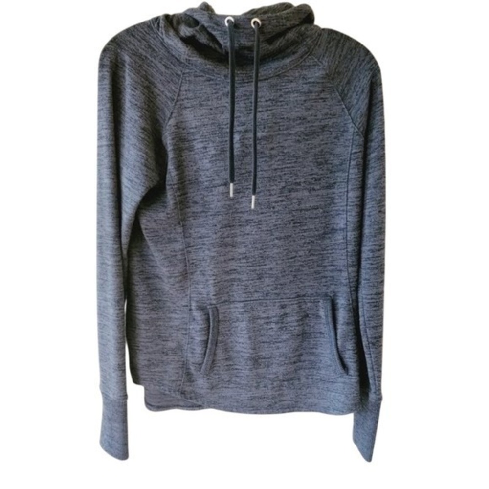Athleta Heathered Gray Cowl Neck Hoodie Thumbholes‎ Athletic Sweatshirt XXS